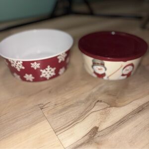 Festive Snowflake and Snowman Food Storage Bowls